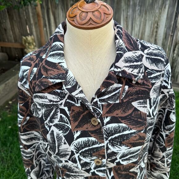 Appleseed’s Leaf Button Blazer Jacket Black Tan Women's Size 10 - Picture 9 of 11